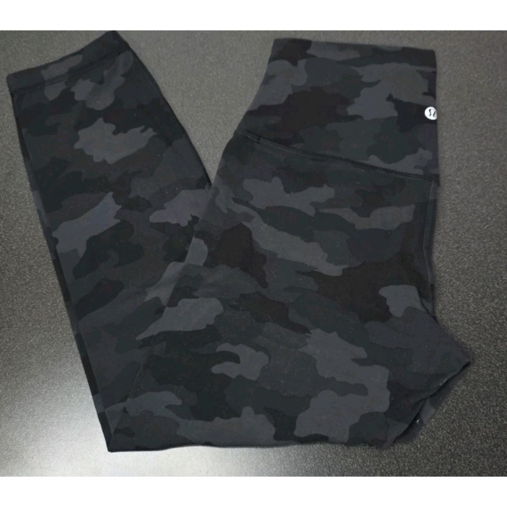 Lululemon Women 8 Align High Rise Leggings Black Gray Camo Yoga Active Pilates